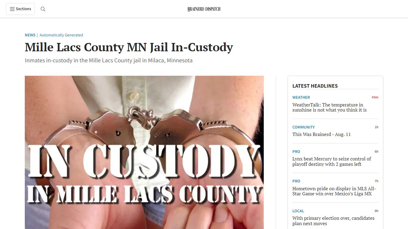Mille Lacs County MN Jail In-Custody | Brainerd Dispatch